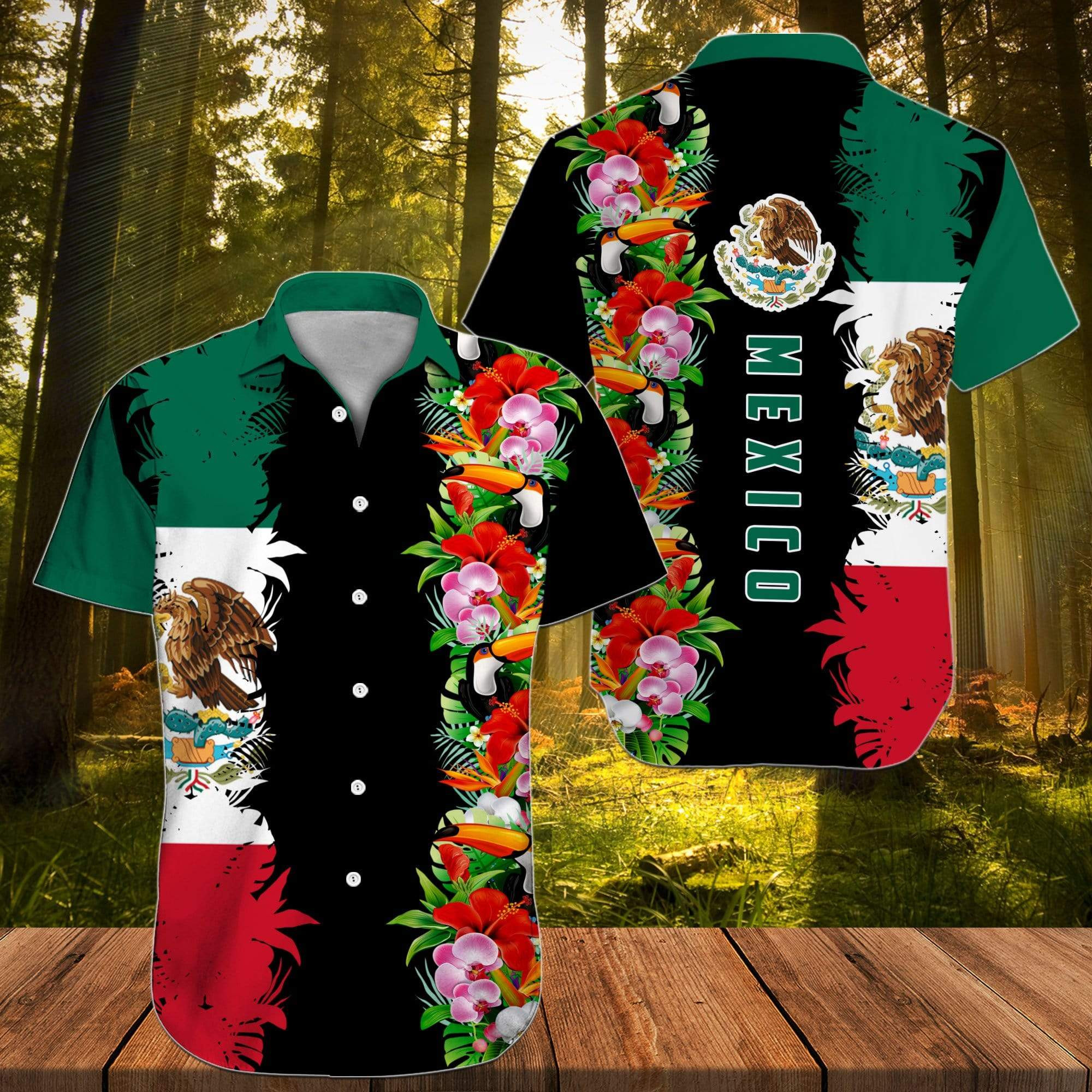Mexico Toucan Flower Hawaiian Shirt