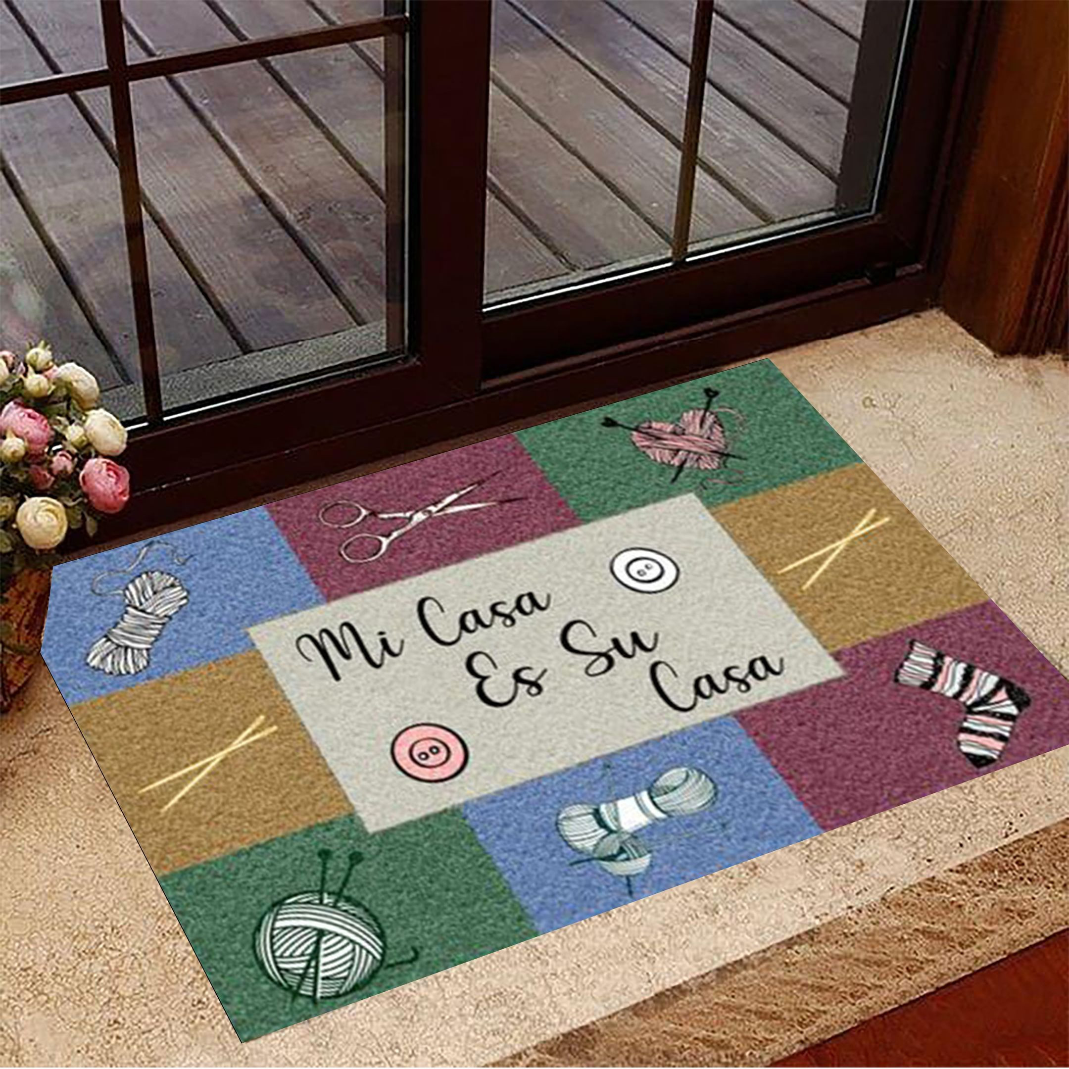 Mi Casa Es Su Casa Knitting Rubber Doormat Decorative Door Mats Gifts For New House