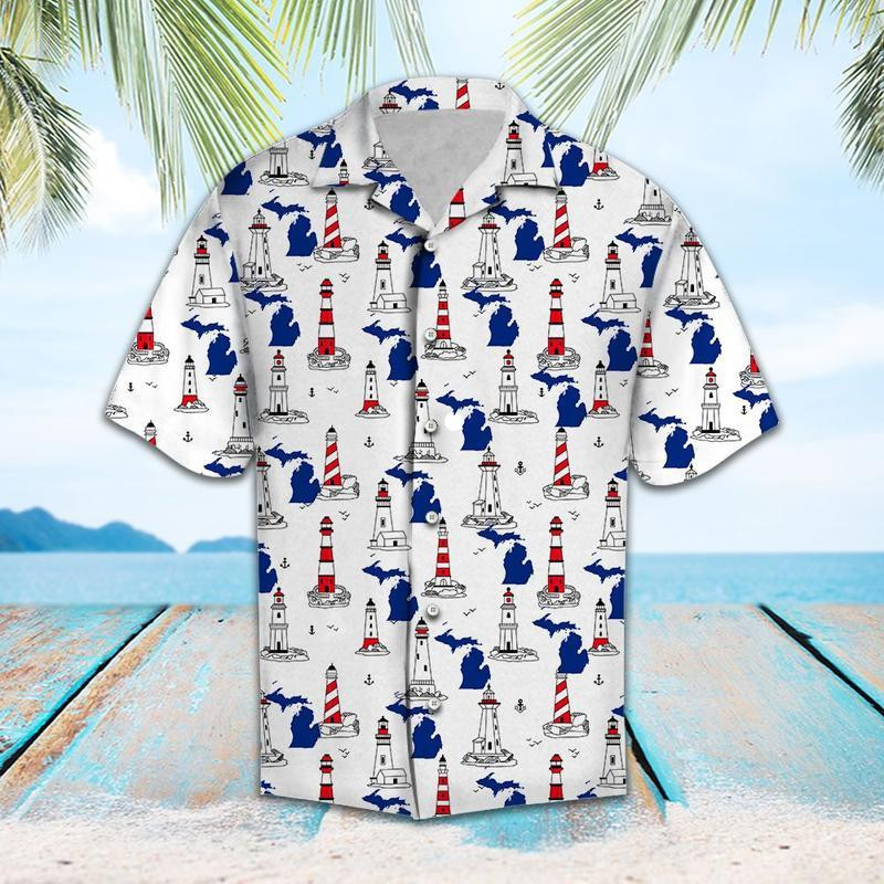 Michigan Lighthouse Hawaiian Shirt