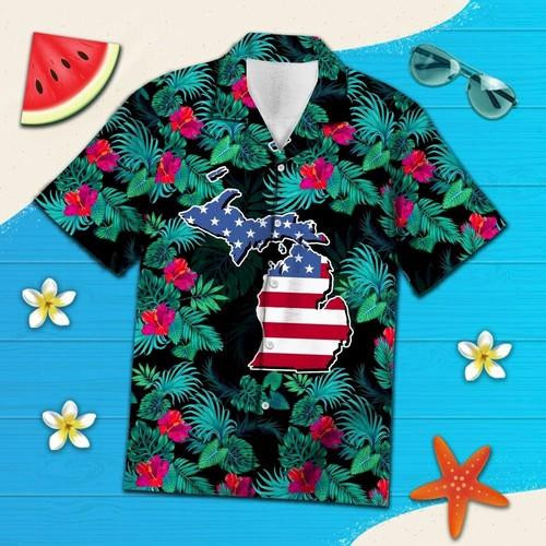 Michigan Tropical Hawaiian Shirt