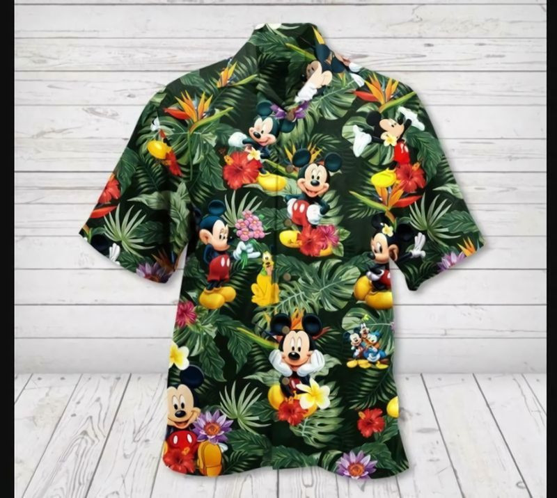 Mickey Leaf Green Hawaiian Shirt