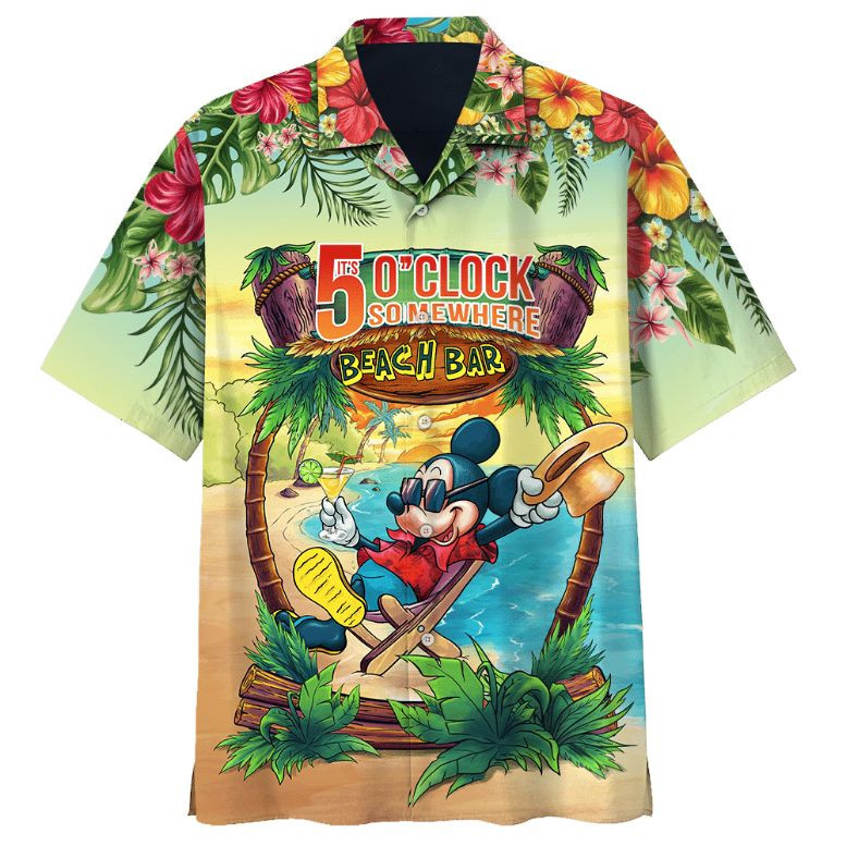 Mickey Mouse Disney It's 5 O'clock Somewhere Beach Bar Hawaiian Shirt