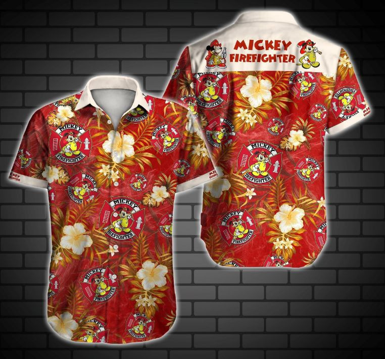 Mickey Mouse Firefighter Hawaiian Shirt