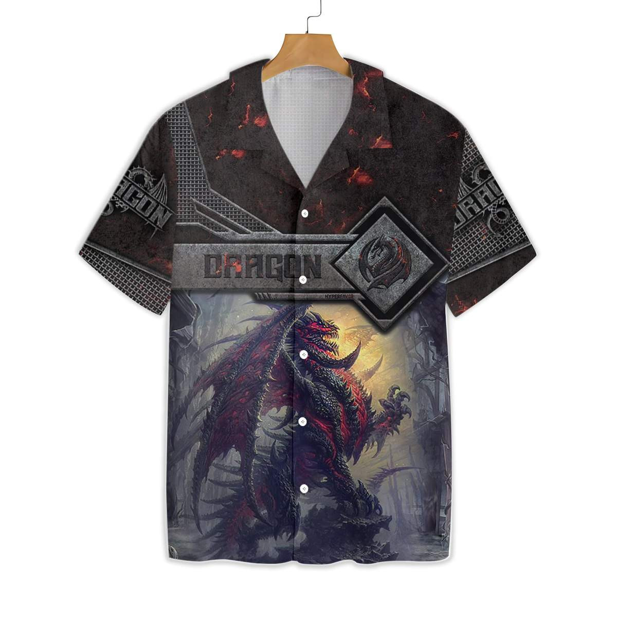 Mighty Dragon Steel Armor Hawaiian Shirt