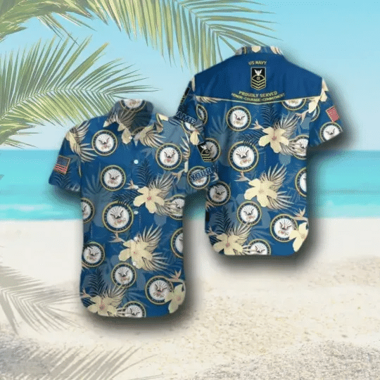 Military Veteran Navy Hawaiian Shirt