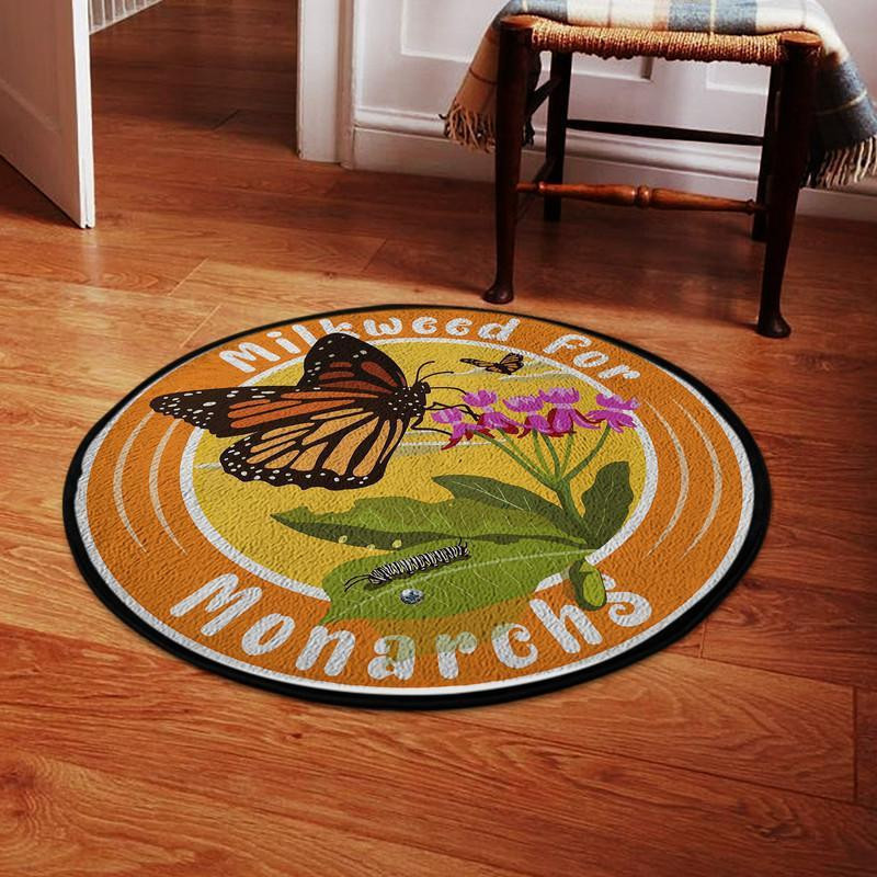 Milkweed For Monarchs Garden Living Room Round Rug Carpet Bedroom Livingroom Home Decor