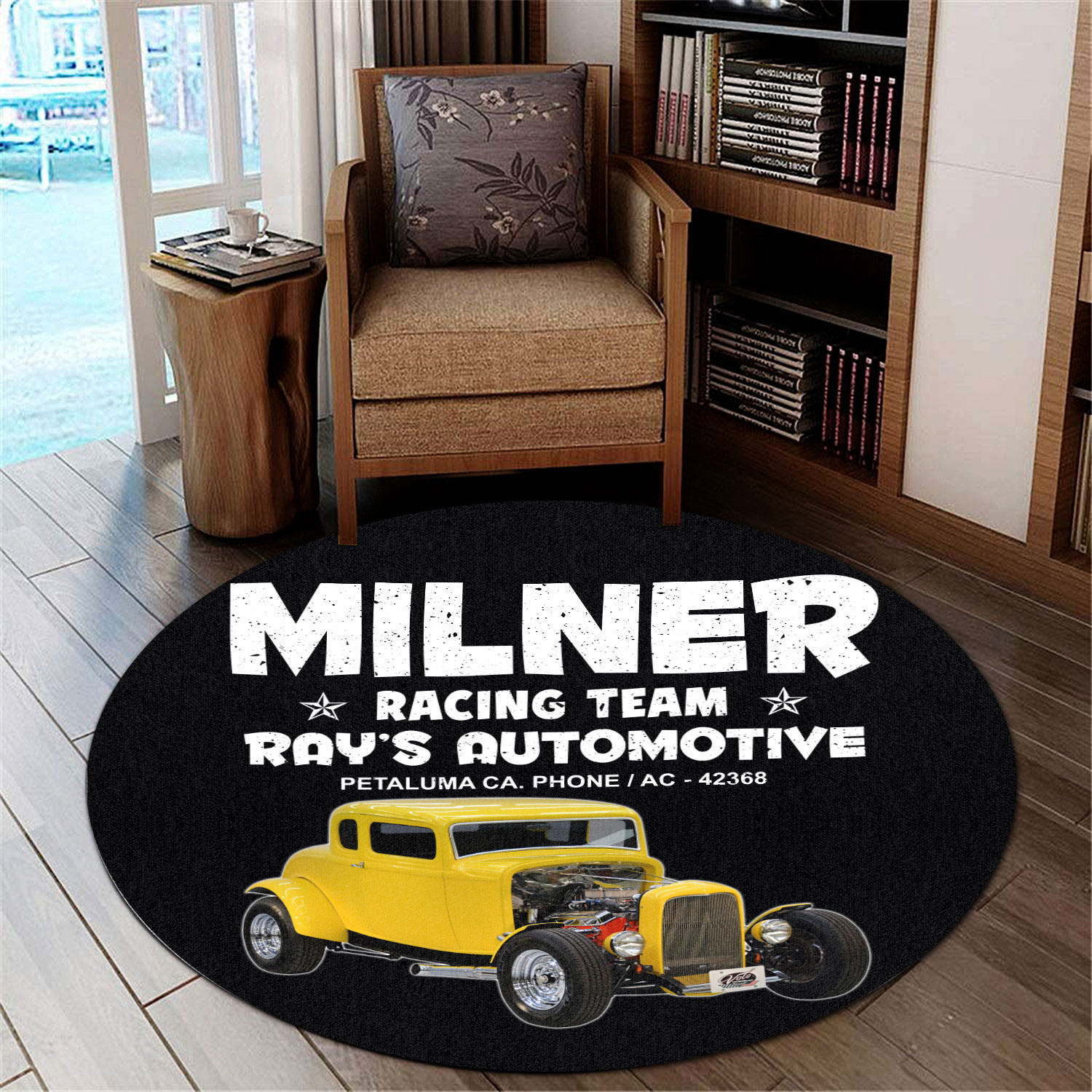 Milner Racing Team Hot Rod Round Rug Carpet Bedroom Livingroom Home Decor