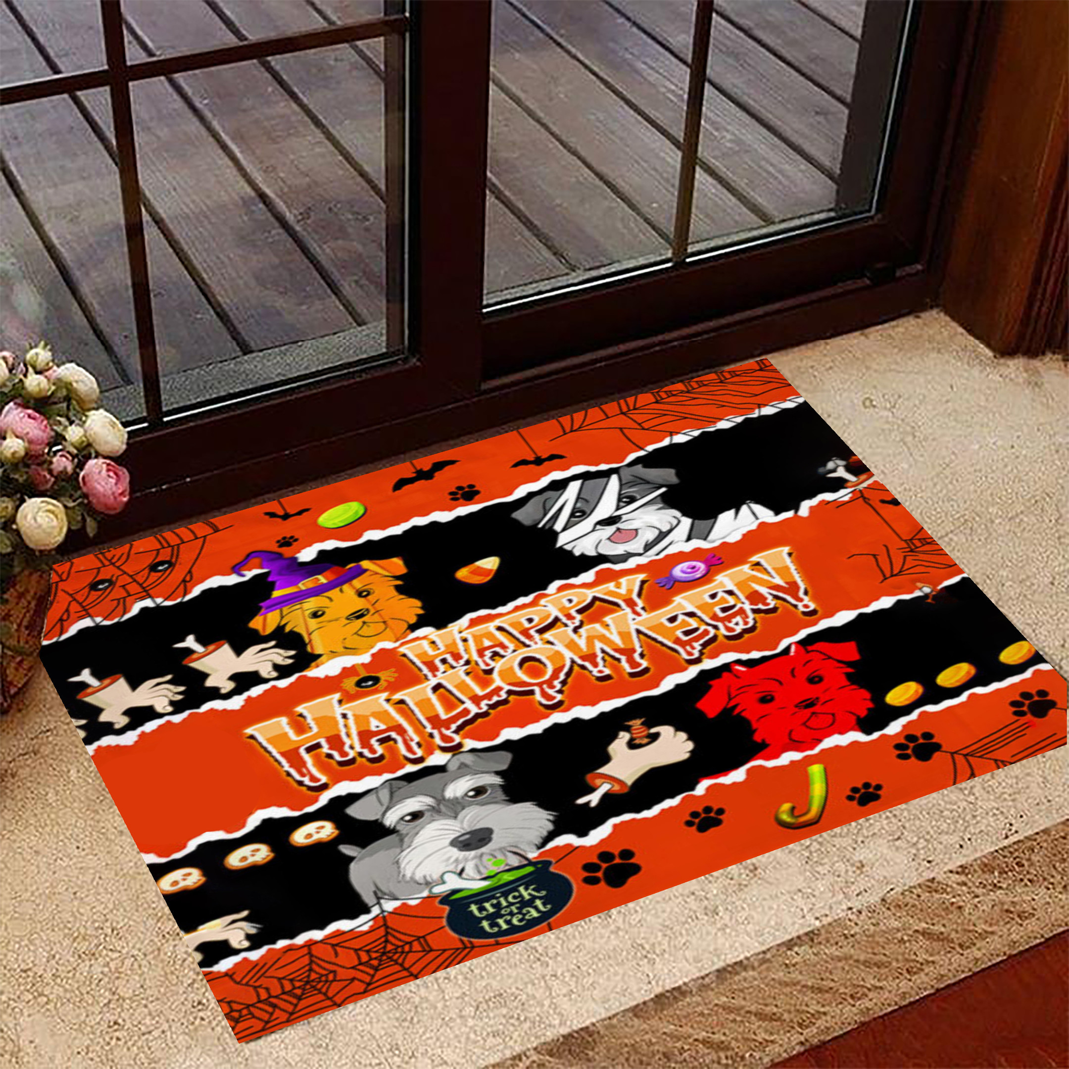 Miniature Schnauzer Happy Halloween Rubber Doormat Dog Owner Home Door Decoration Ideas