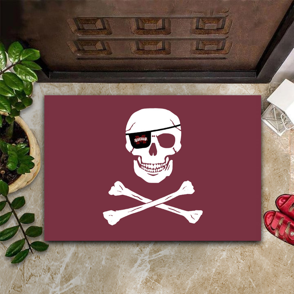 Mississippi State Pirate Flag Rubber Doormat Cross Bones Flag Welcome Home Decorations