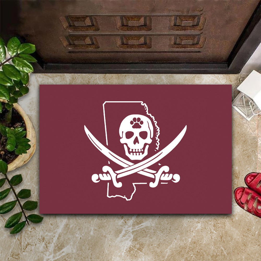 Mississippi State Pirate Flag Rubber Doormat Jolly Roger Flag Front Door Decorations