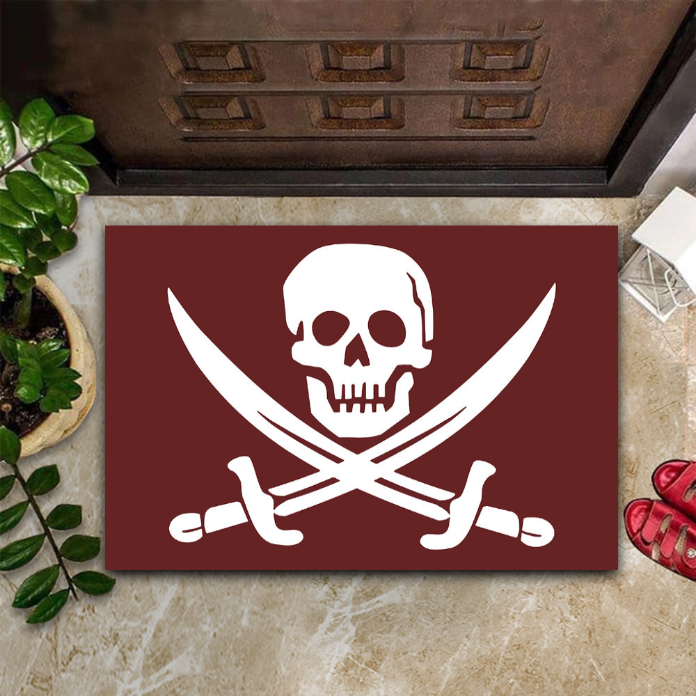 Mississippi State Pirate Flag Rubber Doormat Mike Leach Pirate Merch House Decorations