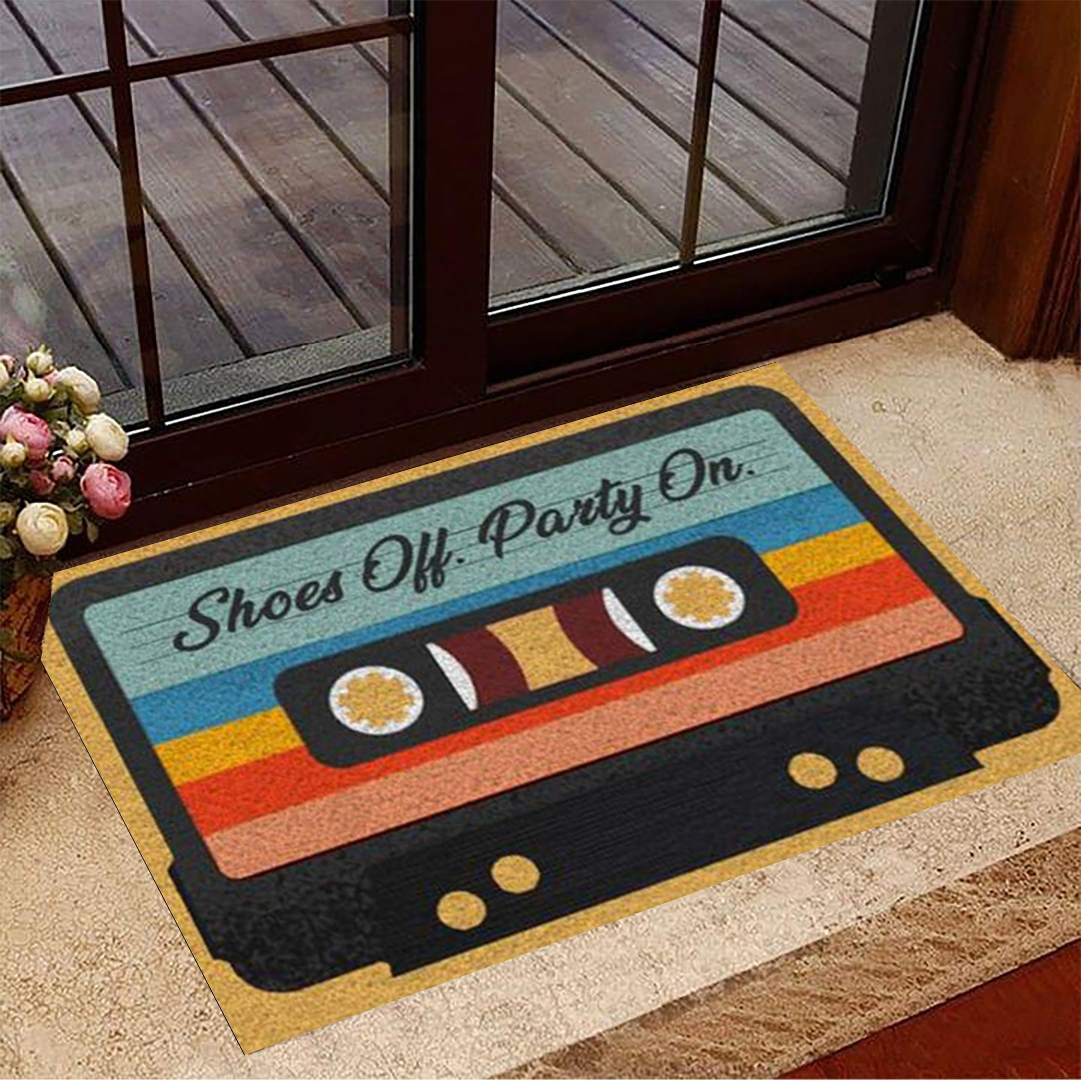 Mixtape Shoes Off Party On Rubber Doormat Welcome Door Mat Housewarming Gifts