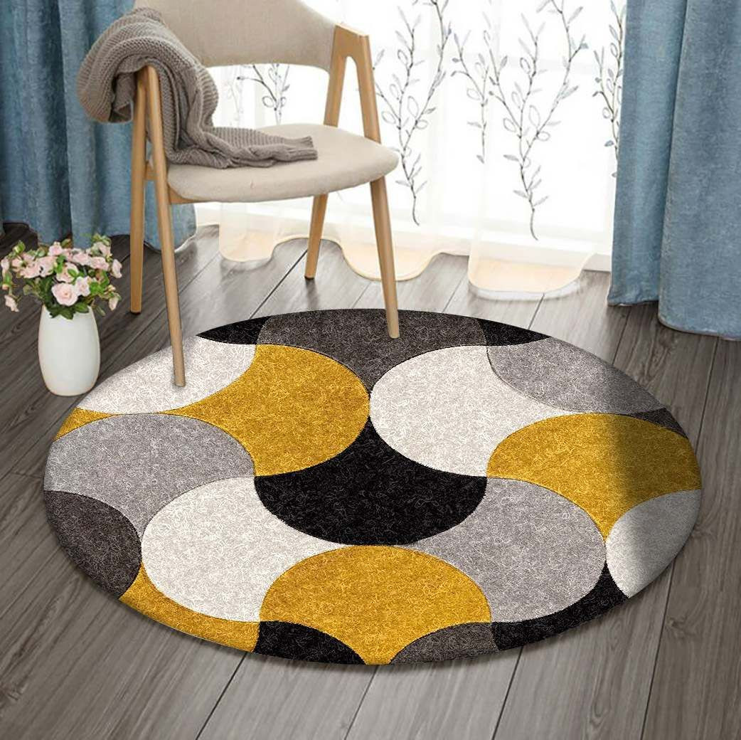 Modern Geometric Circles Round Rug Carpet Bedroom Livingroom Home Decor