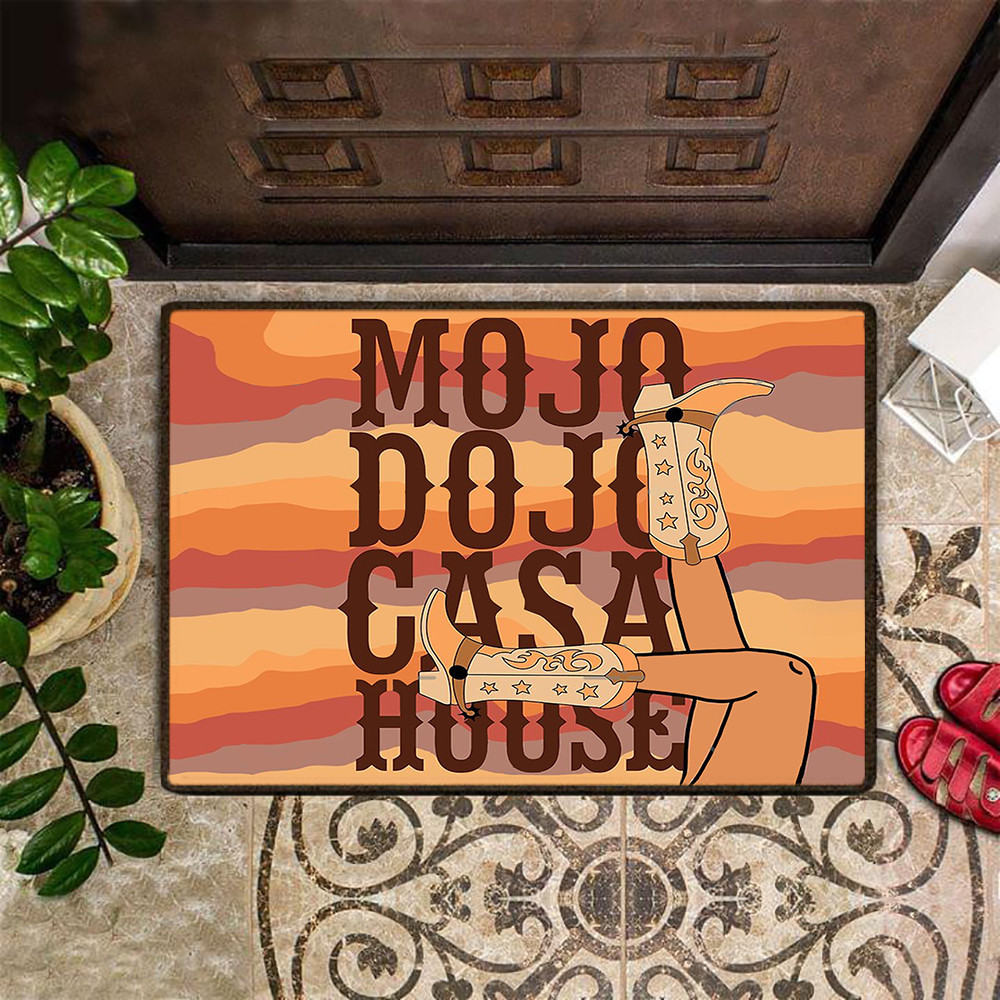 Mojo Dojo Casa House Rubber Doormat Cowboy Western Funny Front Door Mats Fan Gift Ideas