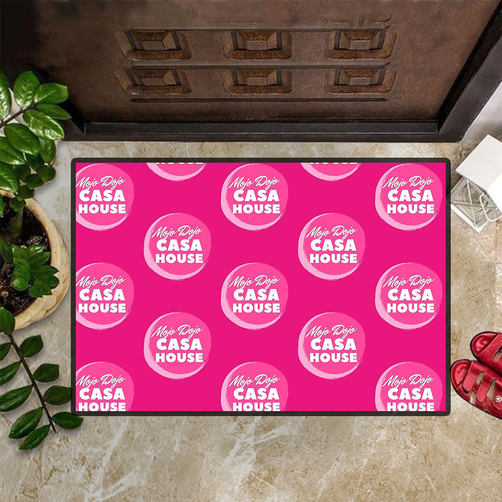 Mojo Dojo Casa House Rubber Doormat Pink Funny Indoor Door Mats Home Decor