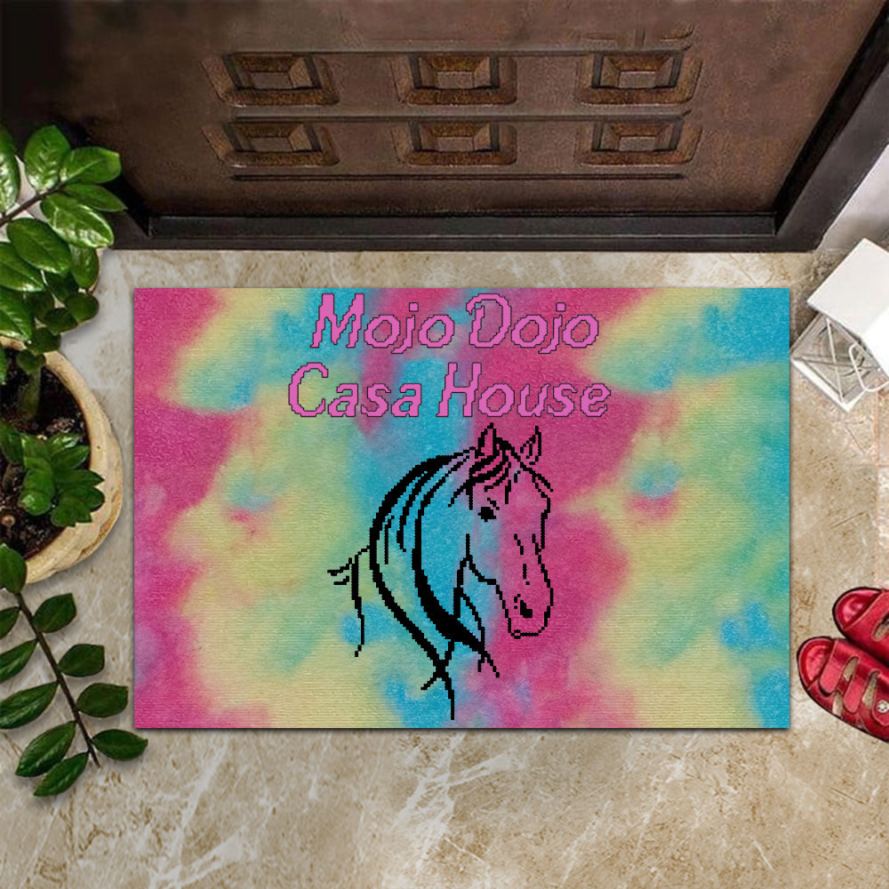 Mojo Dojo Casa House Rubber Doormat Tie Dye Funny Horse Mojo Dojo Casa House Merch Home Decor