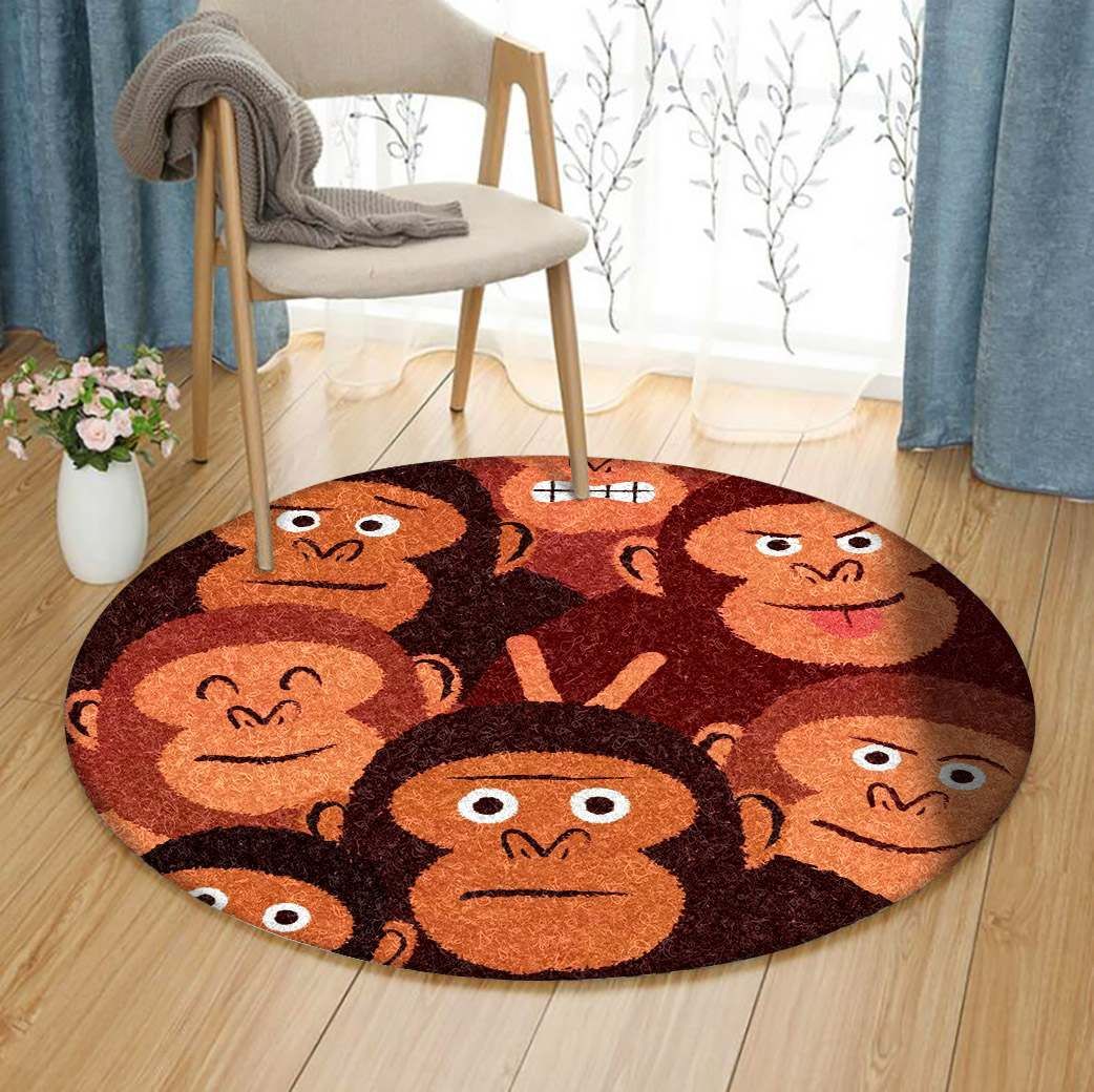 Monkey Friends Round Rug Carpet Bedroom Livingroom Home Decor