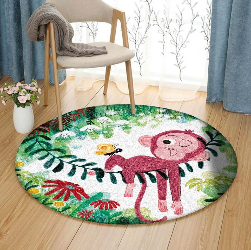 Monkey Round Rug Carpet Bedroom Livingroom Home Decor