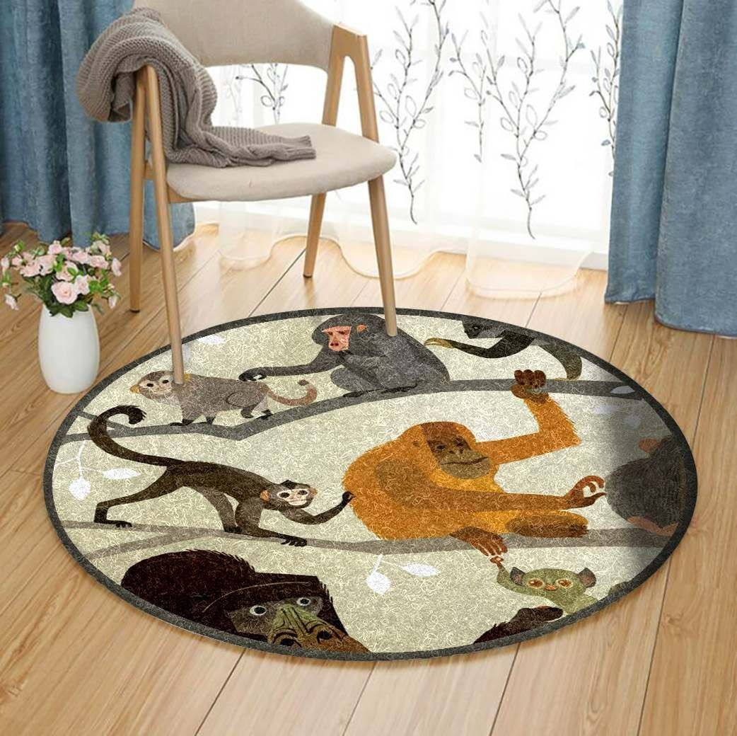 Monkey Round Rug Carpet Bedroom Livingroom Home Decor