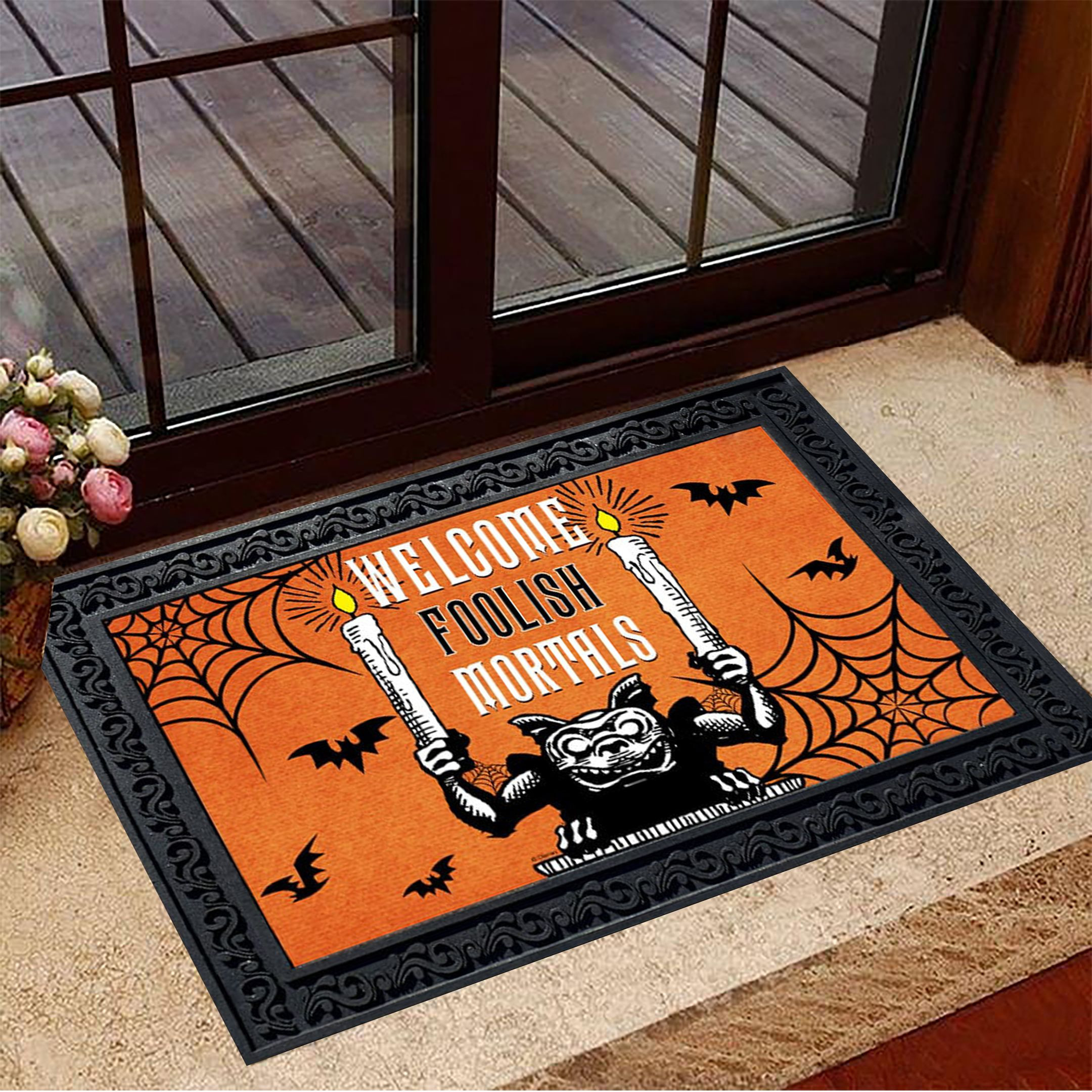Monster Welcome Foolish Mortals Rubber Doormat Halloween Rubber Doormat Living Room Halloween Decor