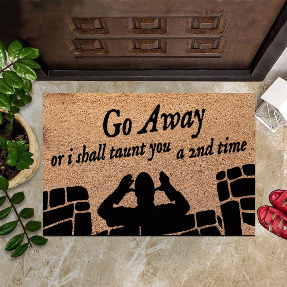 Monty Python Go Away Or I Shall Taunt You A 2nd Time Rubber Doormat New Home Decor