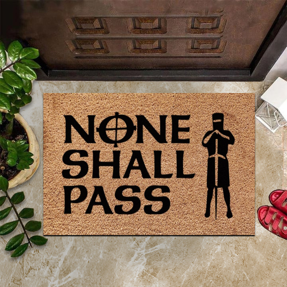 Monty Python Rubber Doormat None Shall Pass Mat Funny Saying Rubber Doormats Front Door Decor