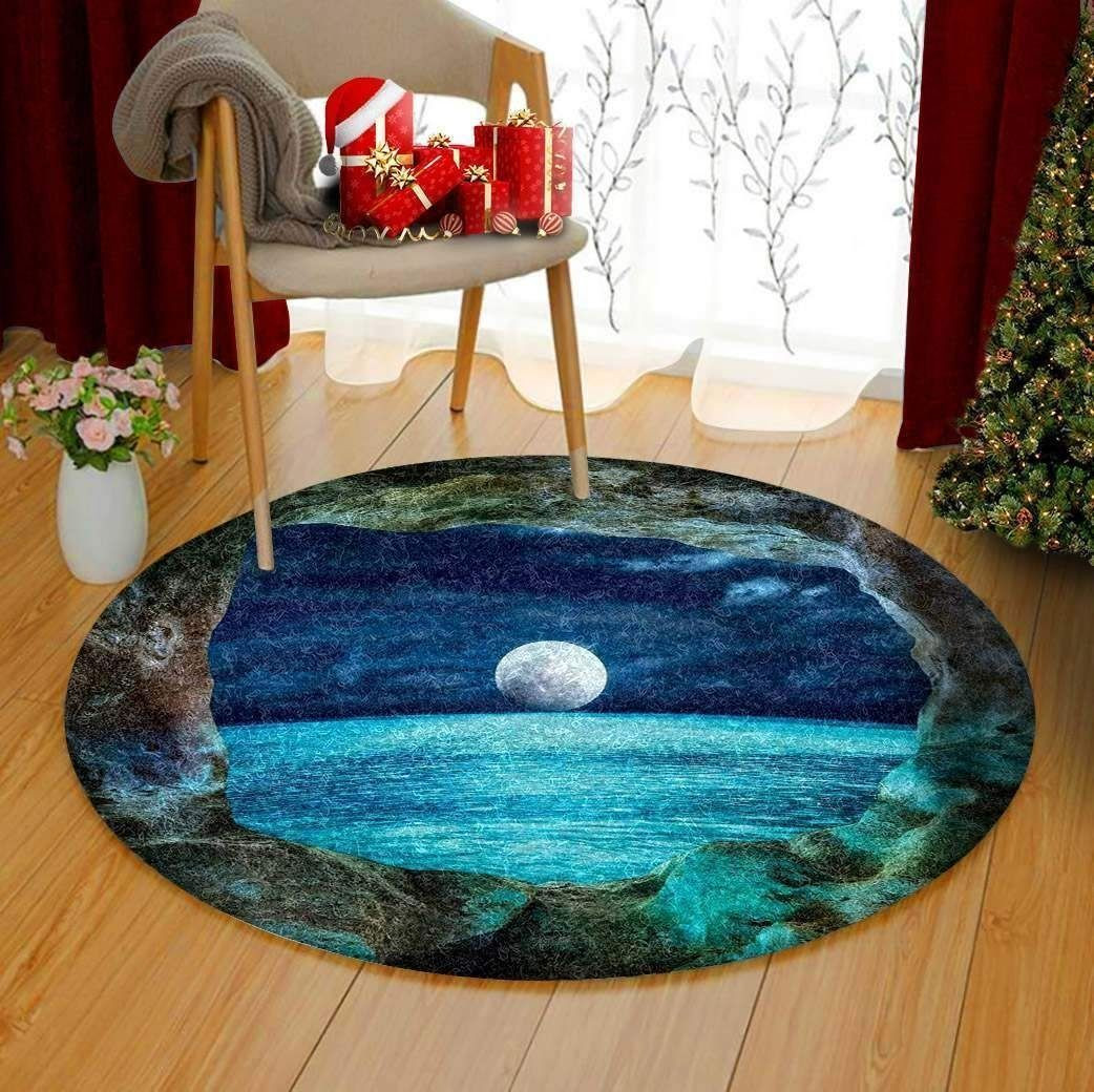 Moon In The Sea Round Rug Carpet Bedroom Livingroom Home Decor