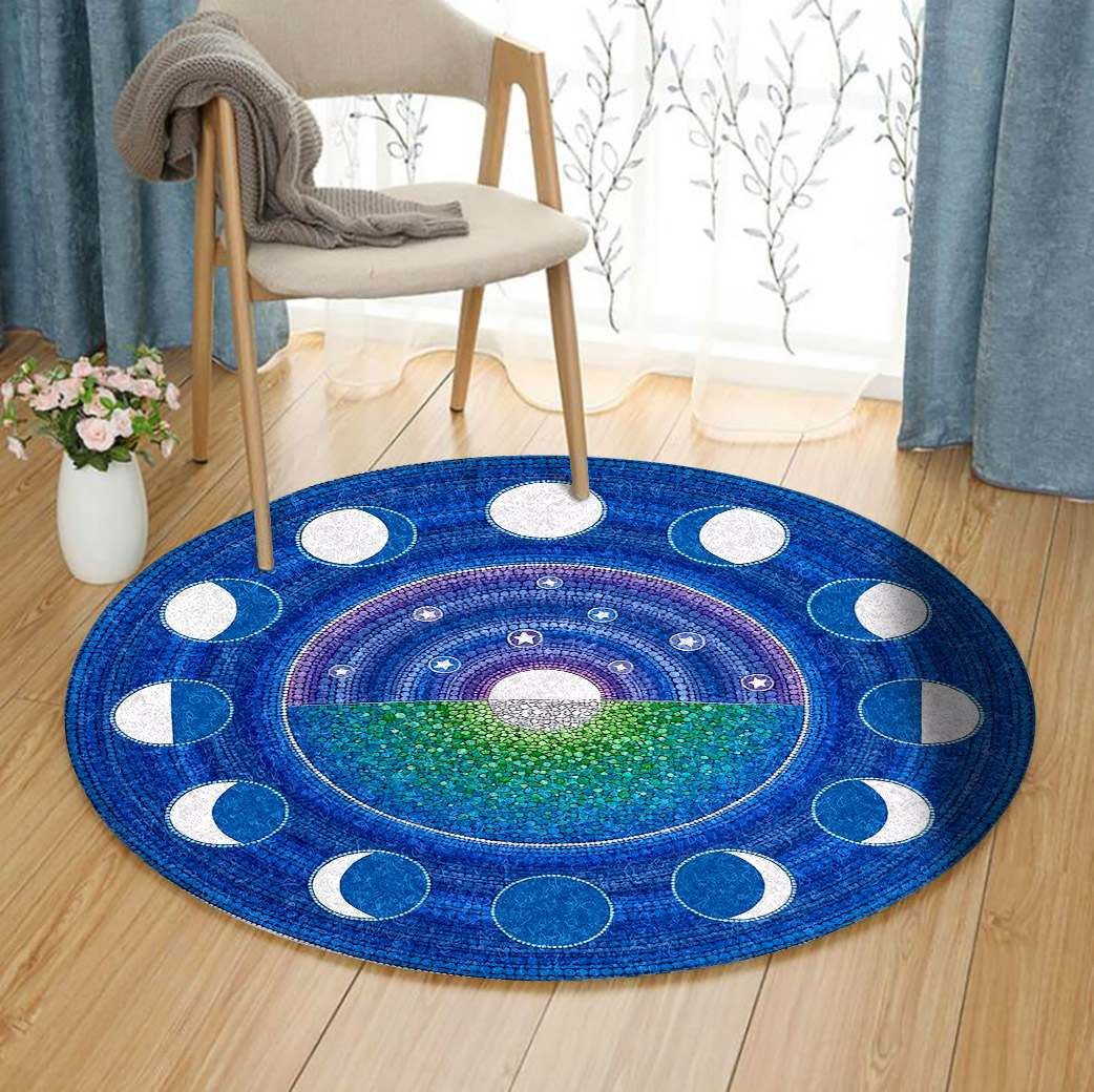 Moon Phase Mandala Round Rug Carpet Bedroom Livingroom Home Decor