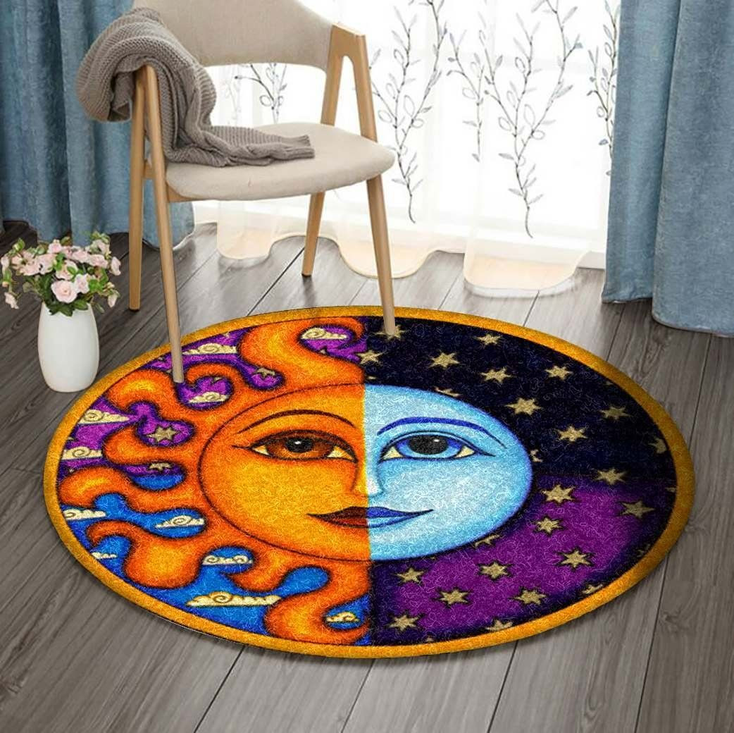 Moon Vs Sun Round Rug Carpet Bedroom Livingroom Home Decor