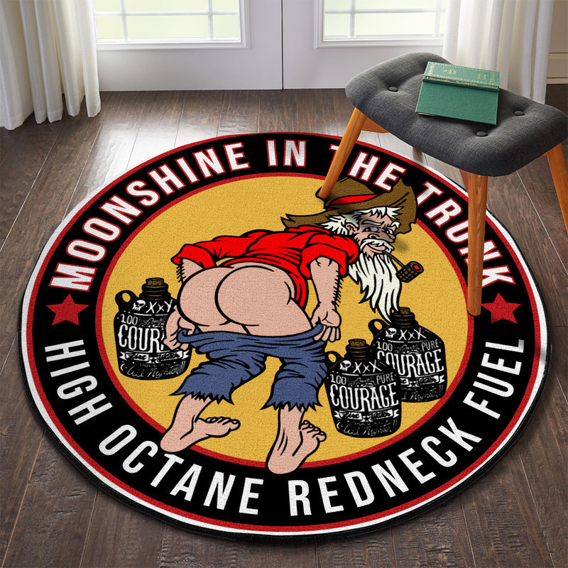 Moonshine In The Trunk Hot Rod Round Rug Carpet Bedroom Livingroom Home Decor