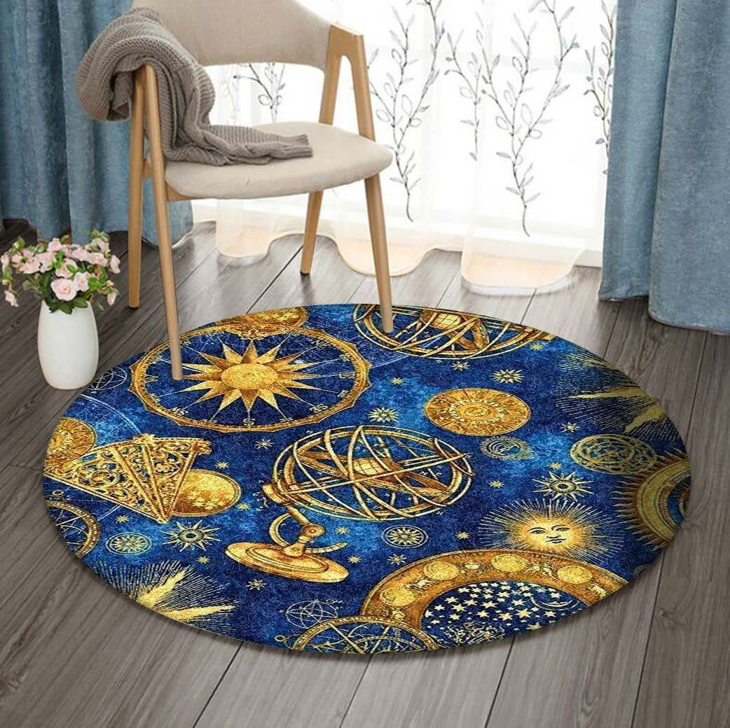 Moonsign Horoscope Sun Round Rug Carpet Bedroom Livingroom Home Decor