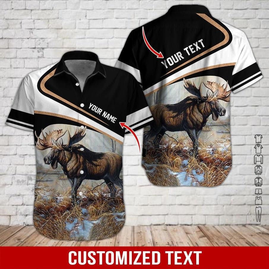 Moose Hunting Holic Personalized Hawaiian Shirt
