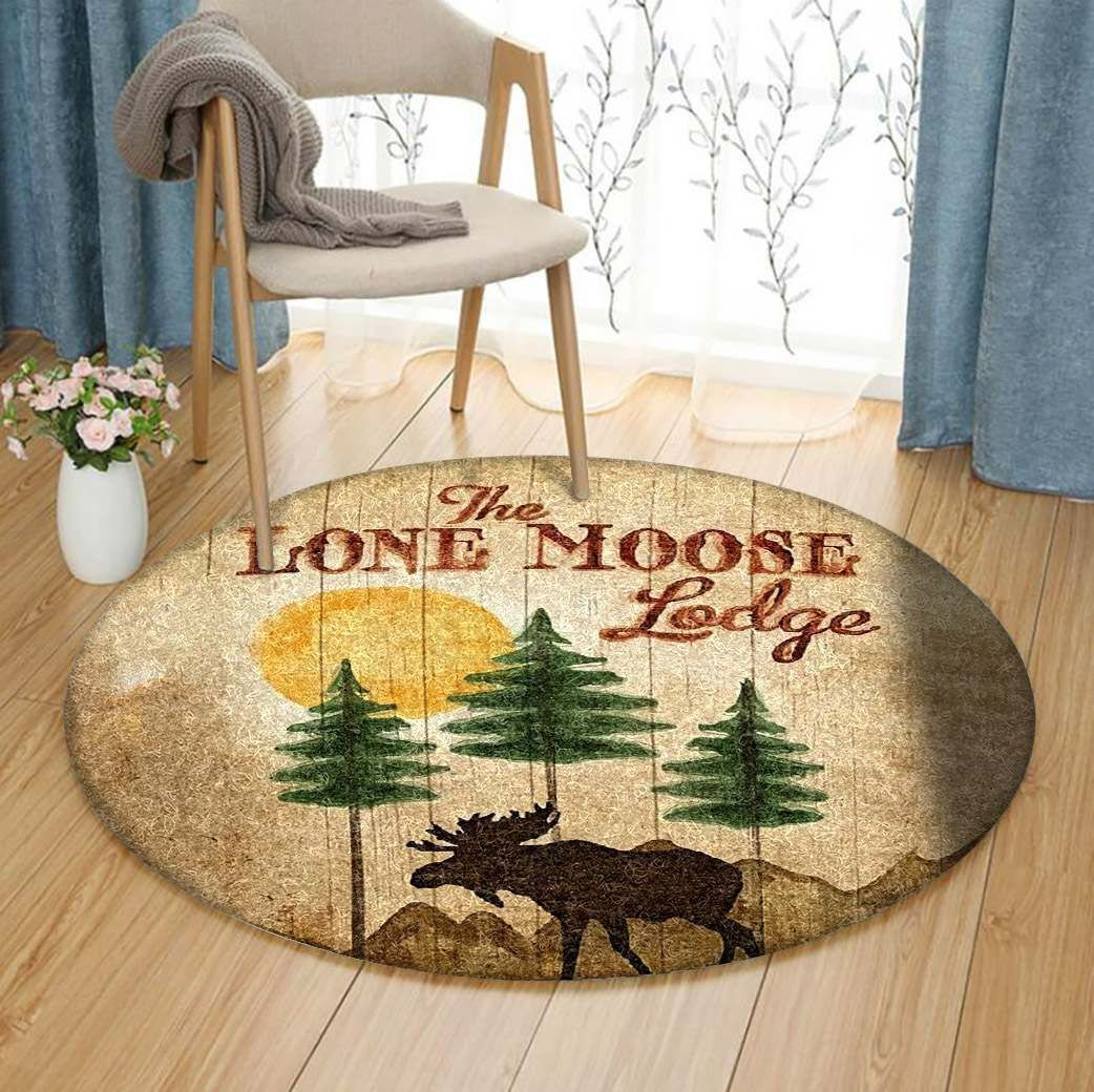 Moose Round Rug Carpet Bedroom Livingroom Home Decor