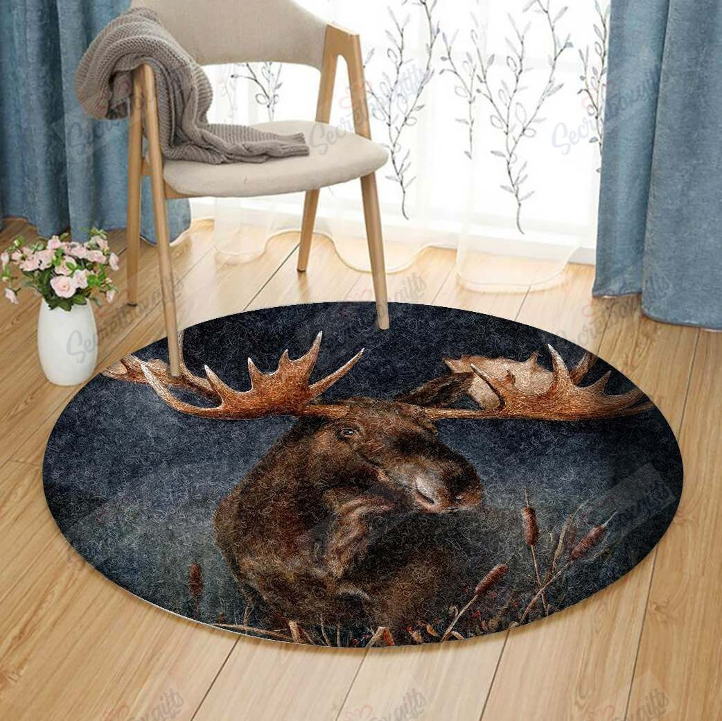 Moose Round Rug Carpet Bedroom Livingroom Home Decor