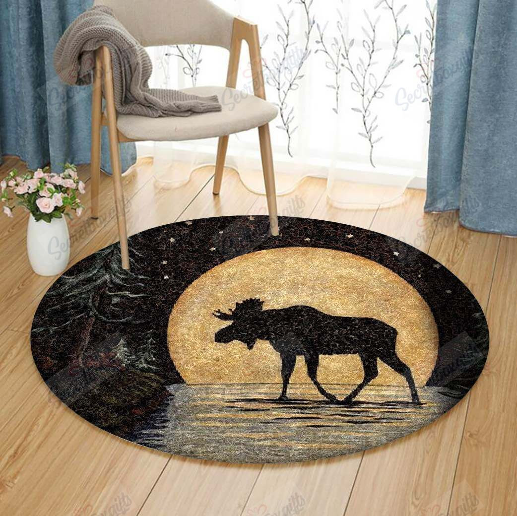Moose Round Rug Carpet Bedroom Livingroom Home Decor