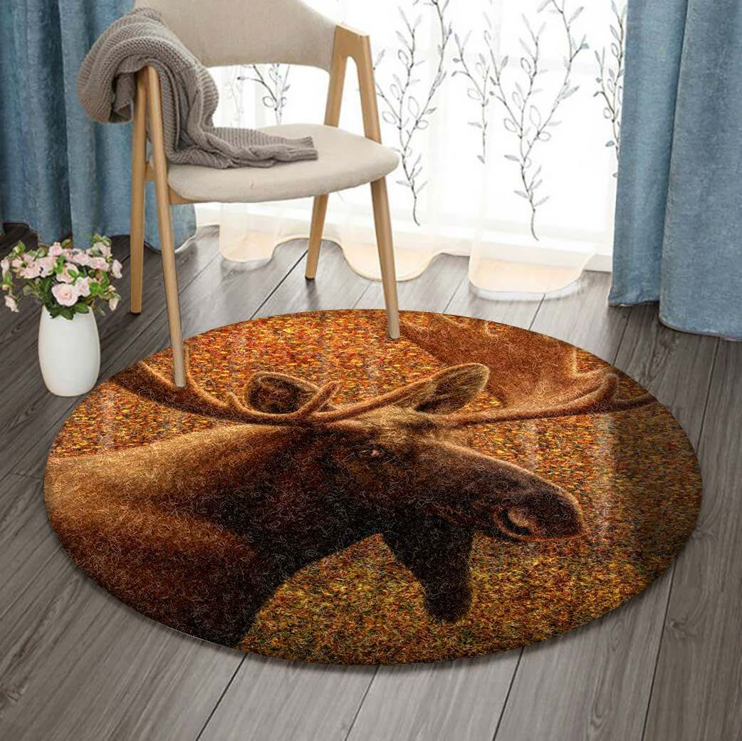 Moose Round Rug Carpet Bedroom Livingroom Home Decor