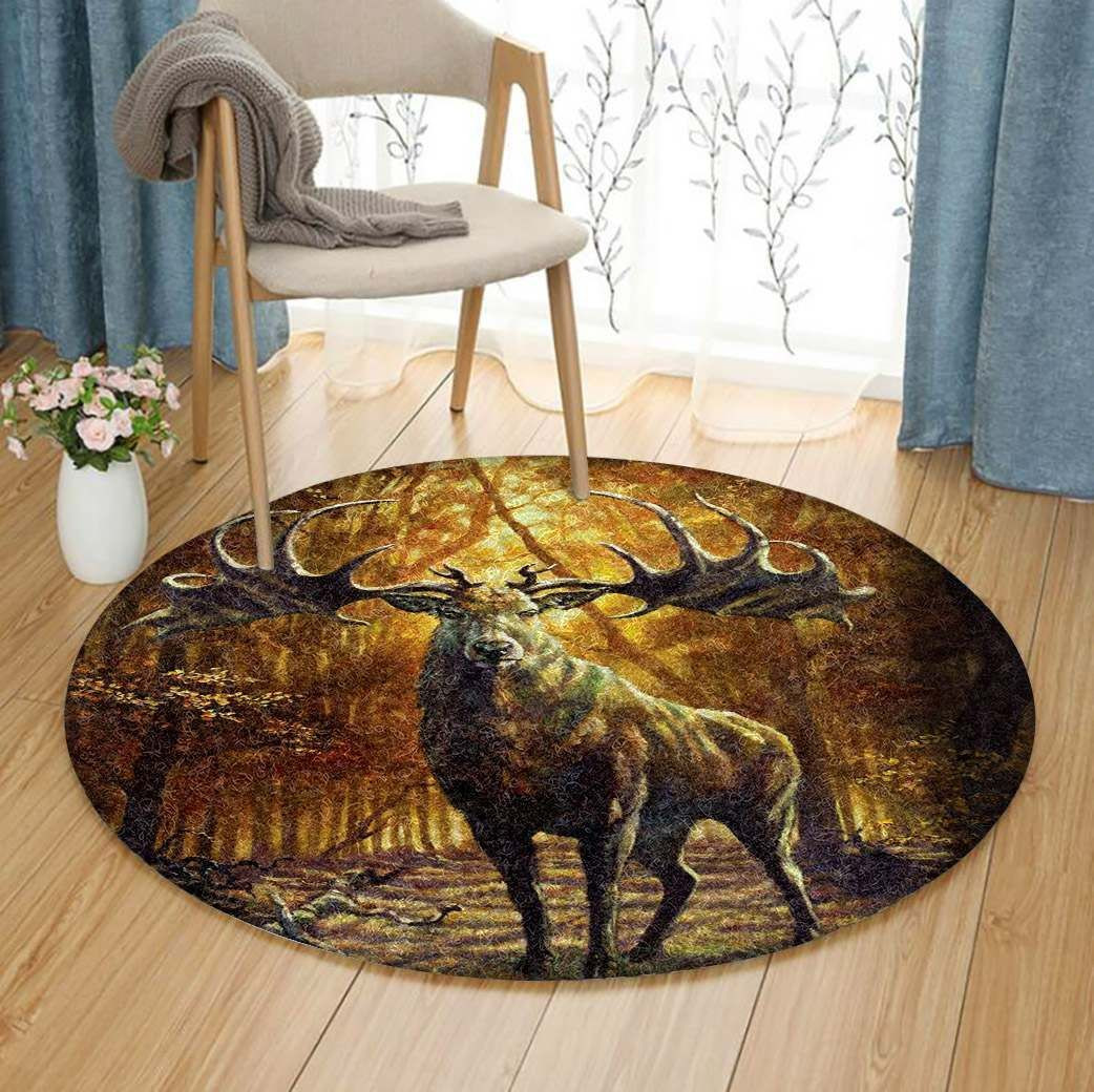 Moose Round Rug Carpet Bedroom Livingroom Home Decor