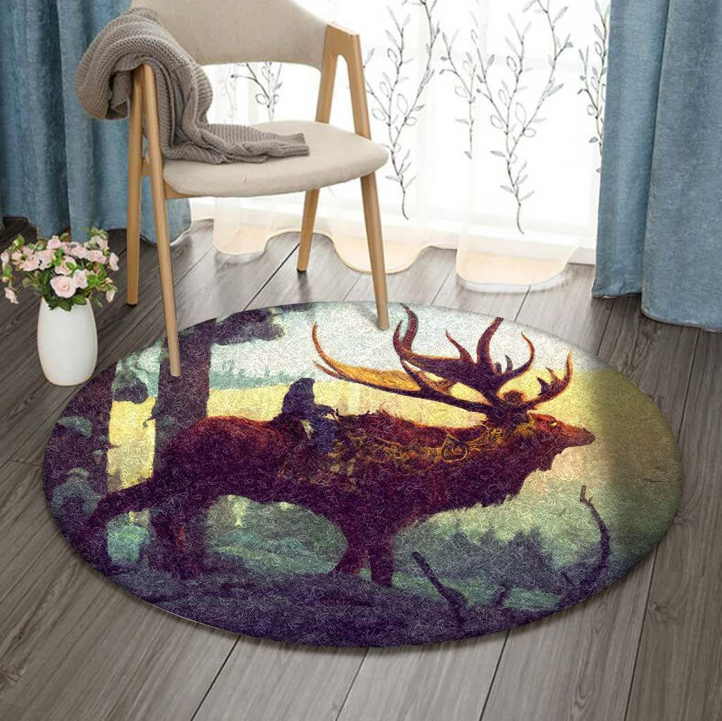 Moose Round Rug Carpet Bedroom Livingroom Home Decor