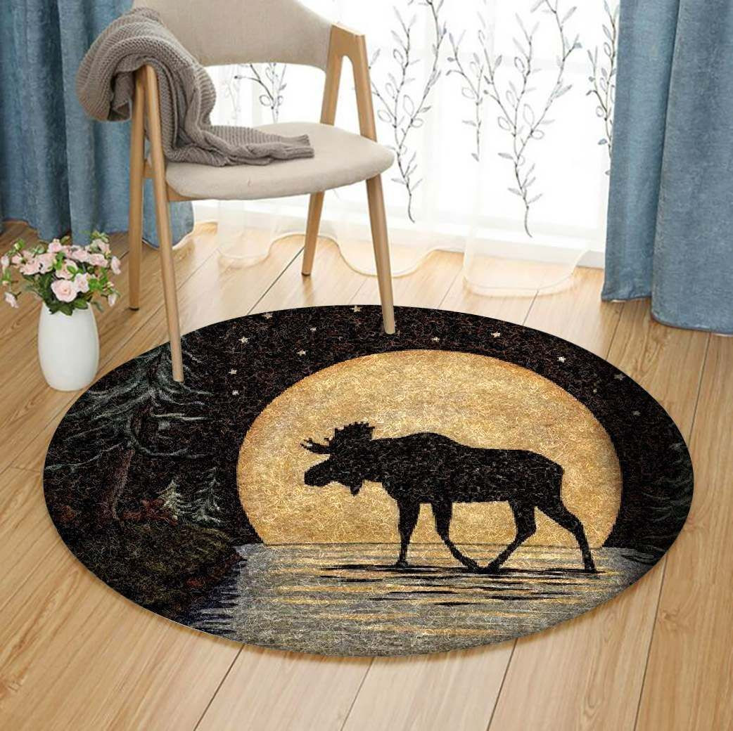 Moose Round Rug Carpet Bedroom Livingroom Home Decor