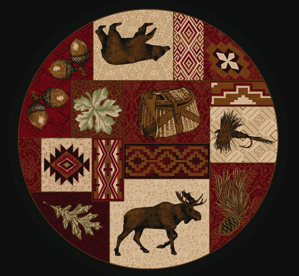 Moose Rustic Round Rug Carpet Bedroom Livingroom Home Decor