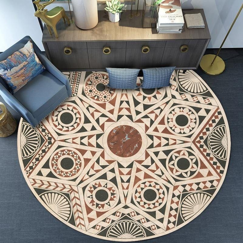 Morocco Geometric Pattern Round Rug Carpet Bedroom Livingroom Home Decor