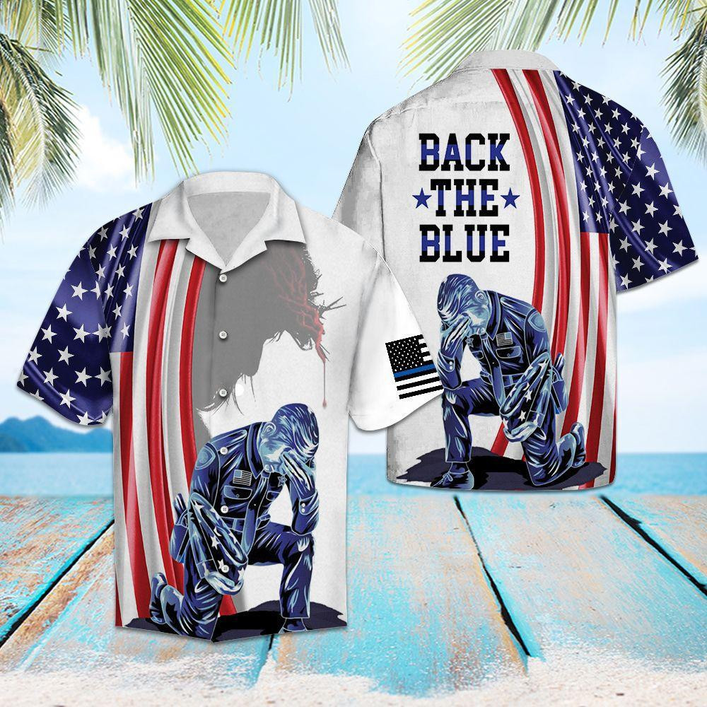 MotherÃ­s day FatherÃ­s day US Police Officer Back The Blue Hawaiian Shirt