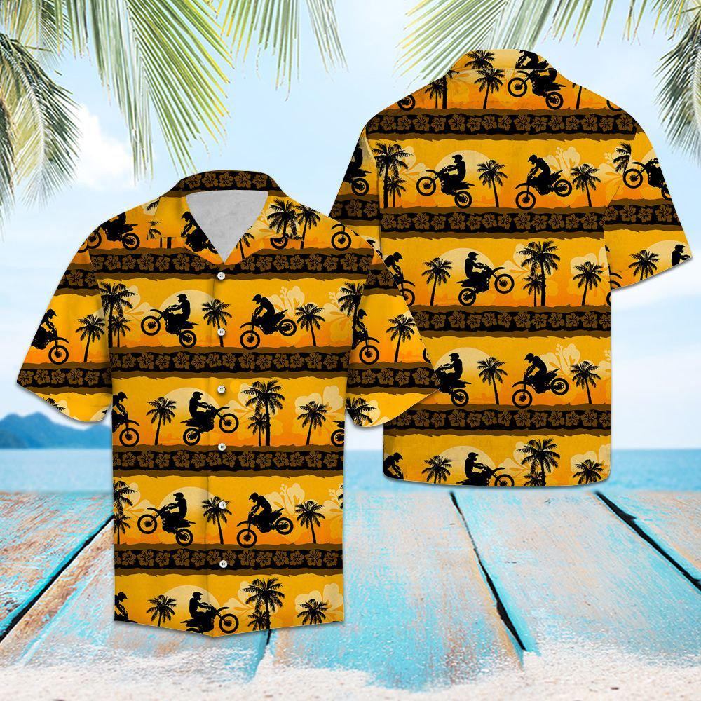 Motorbike Tropical Frangipani Hawaiian Shirt