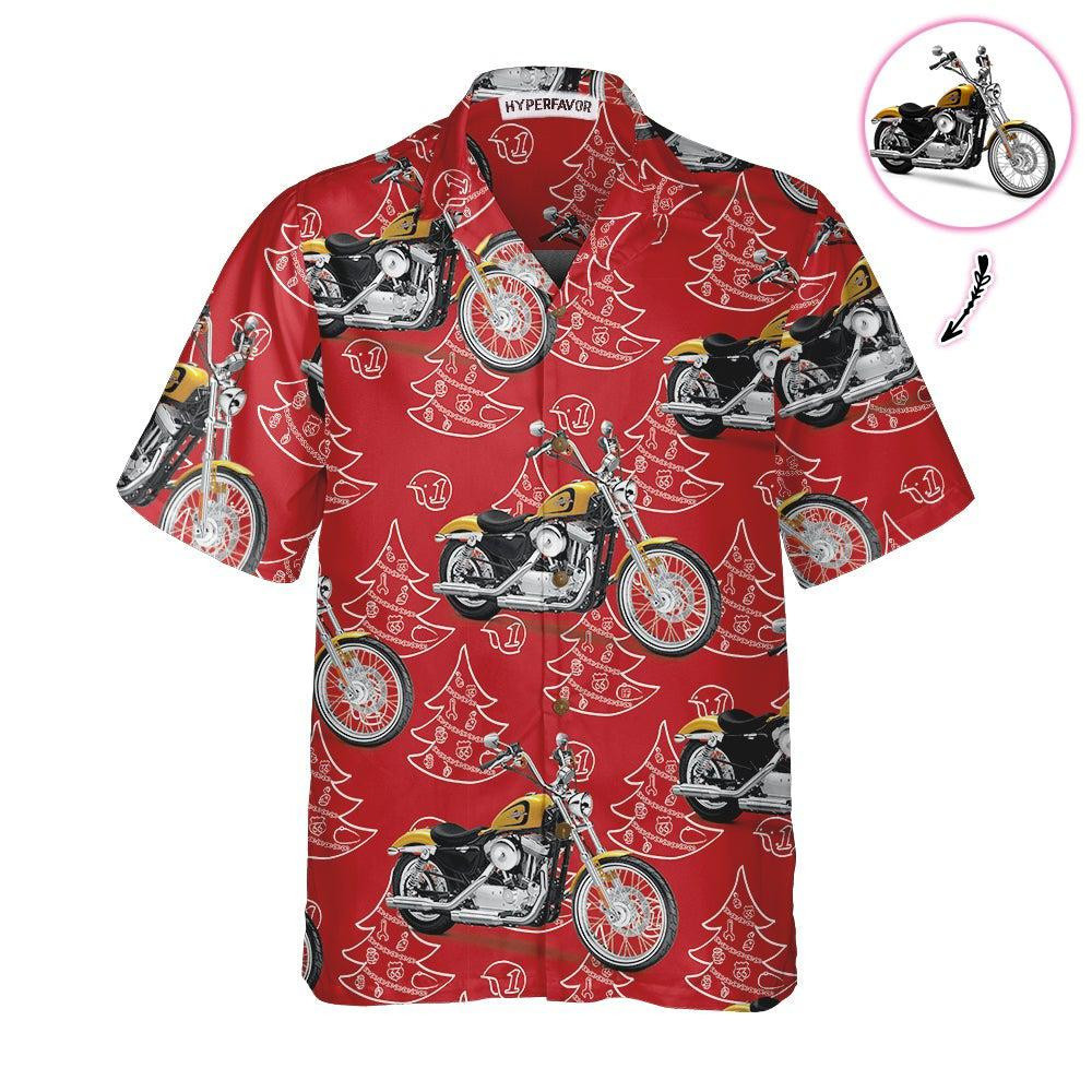 Motorcycle Christmas Custom Photo Hawaiian Shirt