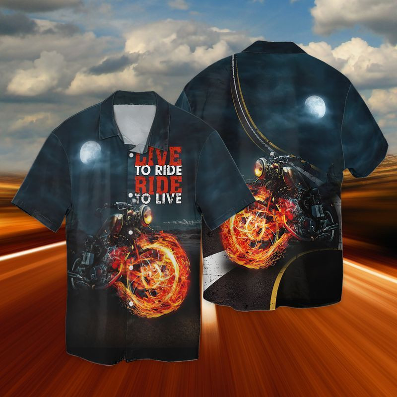 Motorcycle Fire Live To Ride Ride To Love Hawaiian Shirt