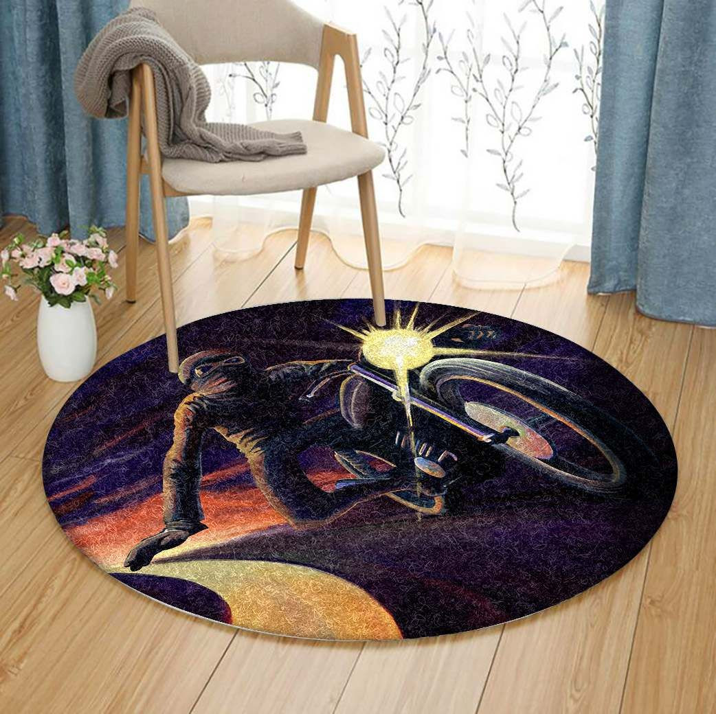 Motorcycle Racing Round Rug Carpet Bedroom Livingroom Home Decor