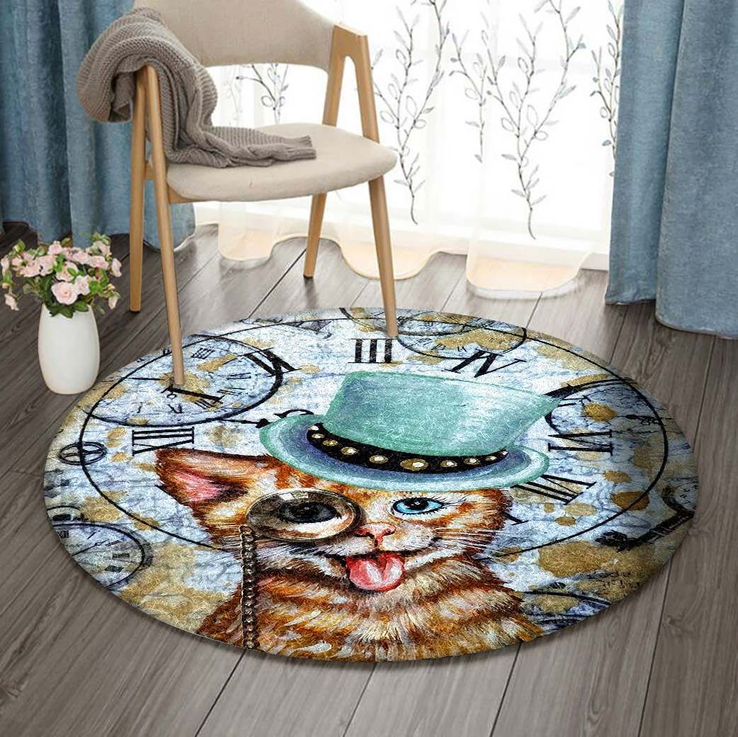 Mr Kitty Round Rug Carpet Bedroom Livingroom Home Decor