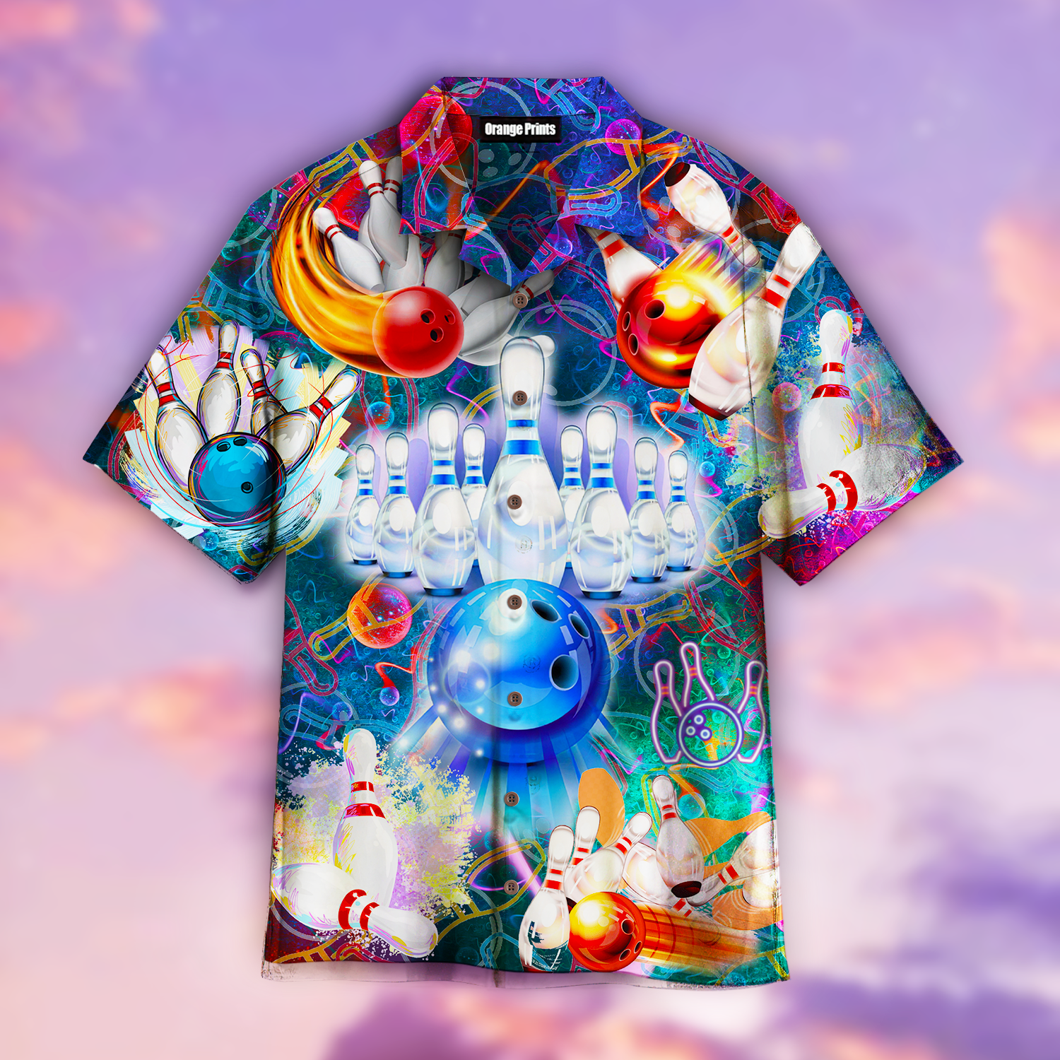 Multi Bowling Flash Light Hawaiian Shirt