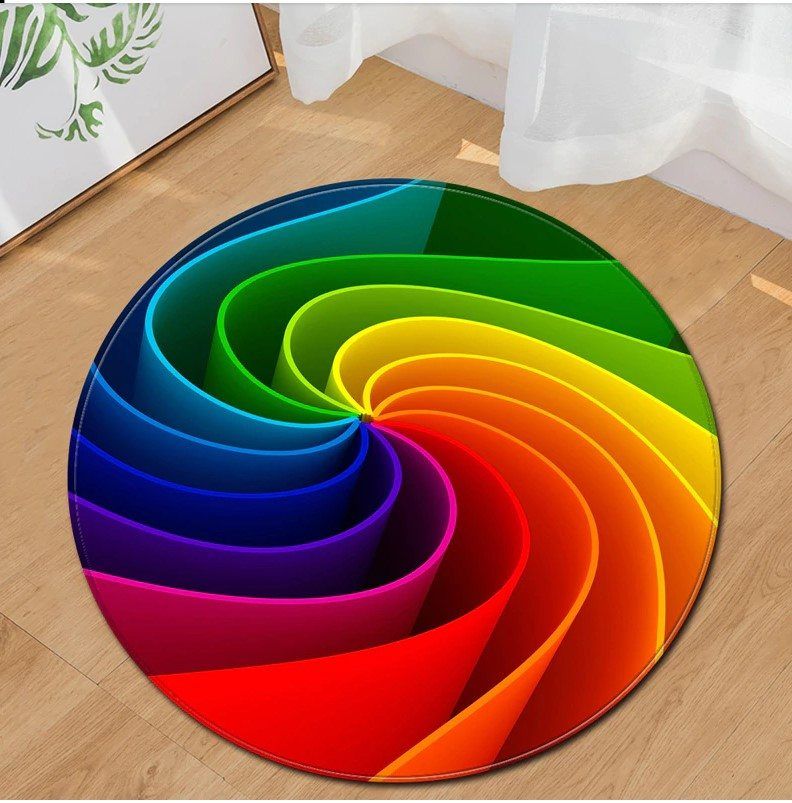 Multicolor Round Rug Carpet Bedroom Livingroom Home Decor