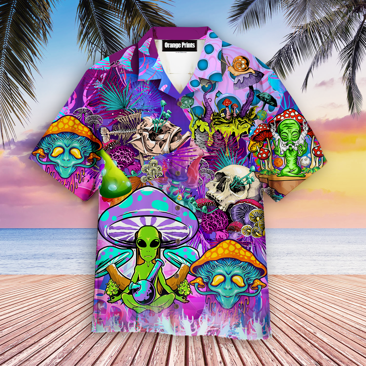 Mushroom Alien Trippy Hawaiian Shirt